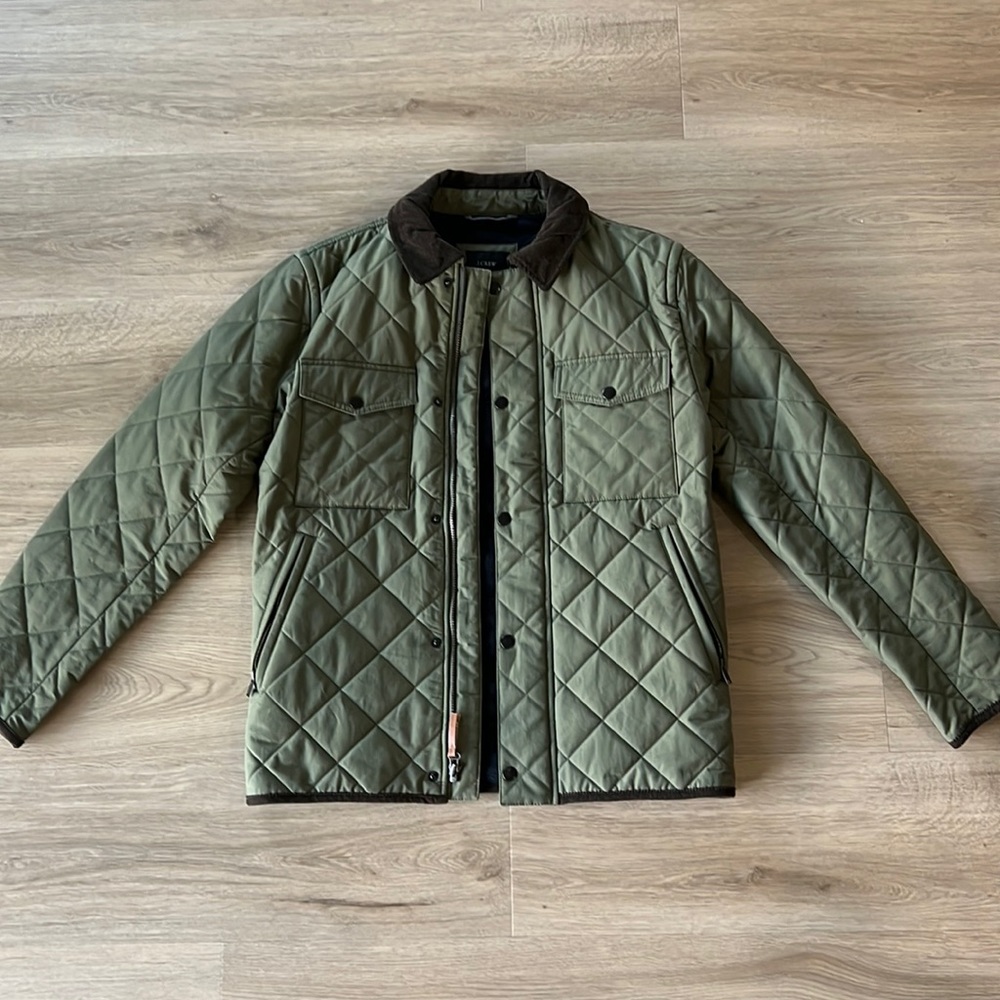 J. Crew Sussex Quilted Men’s Jacket Size S Olive Green